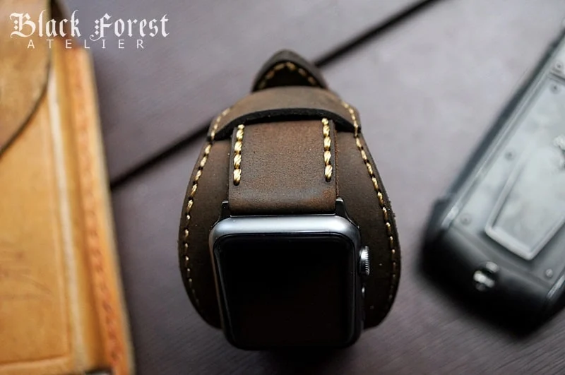 AWBF18 -D5 CUFF handgefertigt Leder Uhrenarmband incl. Lugs Adapter für Apple Watch 1 Serie und 2 Serie (oder Apple Watch Sport) 42mm oder 38mm – Bild 6